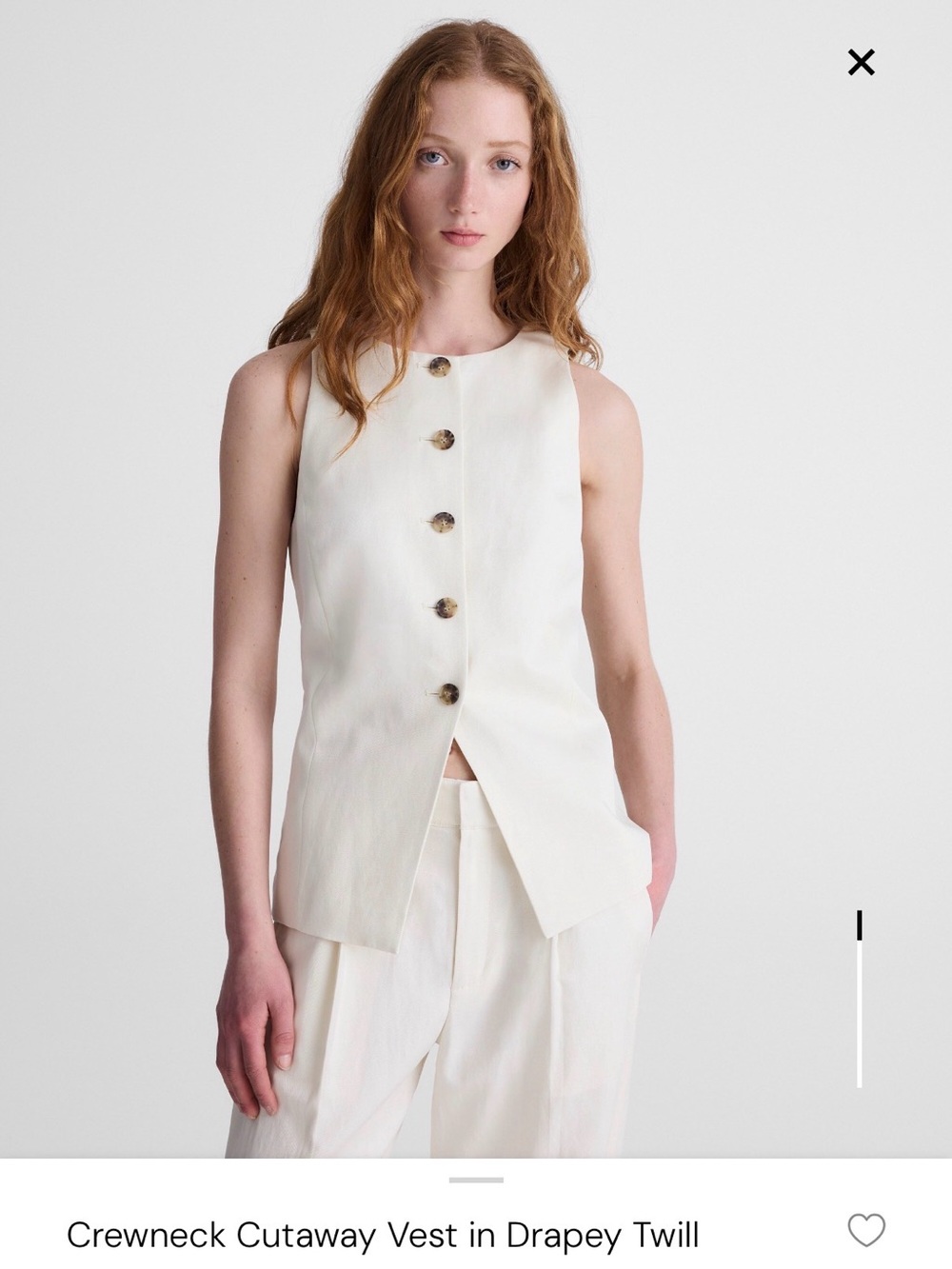 Madewell Crewneck Cutaway Vest in drapey twill